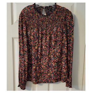 Lucky Brand Long Sleeve BLOUSE blue gold red Top M